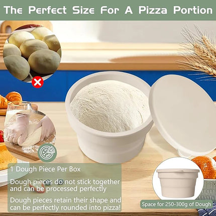 2/4Pcs Pizza Dough Box Non-stick Silicone Stackable Fermentation Container with Lid Foldable Food Storage Box Baking Accessories