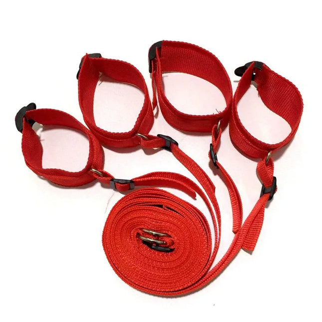 BDSM Bondage Set 18+ Adult Sexy Erotic Accessories Adjustable Bandage Handcuffs and Footcuffs Bed Sex for Women Couples Toys