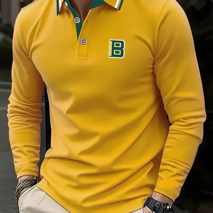 The new men's long-sleeved POLO shirt for Spring and Autumn 2025 is casual comfortable and soft with 3D pattern printing