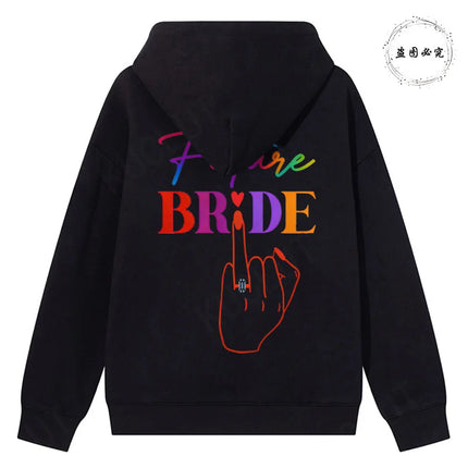 French Girls Hoodies: Future Bride & Team Bride Printed Pullover, Long Sleeve Sweatshirts for Bachelorette Party Single Farewell
