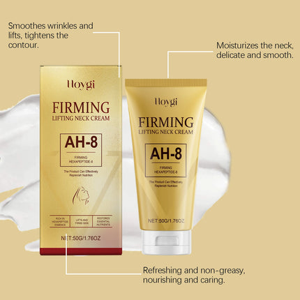 HOYGI Ah-8 Neck Cream Hexapeptide Firming Skin Tightening Sagging Reduce Fine Lines Smoothing Hyaluronic Acid Massage Lotion