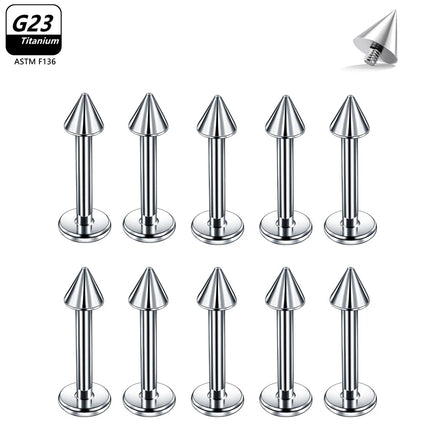 10pcs/Lot G23 Titanium Labret Lip Piercing Jewelry Not Allergic 16g 6/8/10/12mm Barbell Tongue Bar Tragus Snug Daith Earring