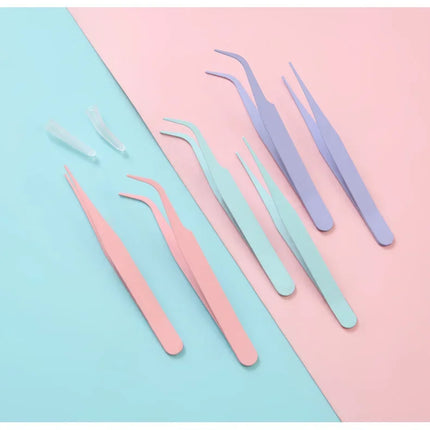 Macaroon Nail Art Decor Eyelashes Tweezers Tweezer Scrapbook Sticker Tapes Picking Stainless Clips DIY False Eyelashes Tools