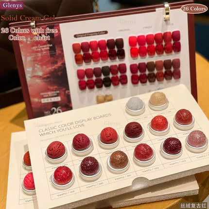 Glenys 26 Color Velvet Retro Red Solid Cream Internet Red Popular Matching Professional Painting Pen Nail Art Varnish Set