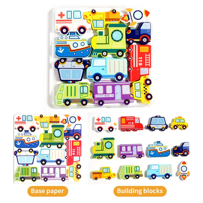 Montessori Toy Wooden Jigsaw Puzzle Creative 3D Puzzle for Children's Intelligence Development Early Educational Toy For Children