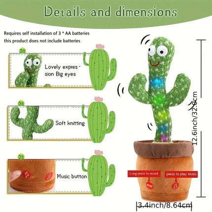 New Dancing Talking Cactus Toys For Baby Boys And Girls, Singing Mimicking Recording Repeating What You Say Sunny Cactus Up Plus