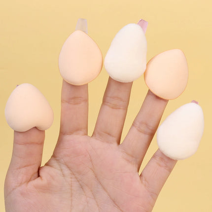 Soft Velvet Makeup Puff with Box Mini Finger Shape Foundation Highlighter Powder Puff Set Cute Blush Concealer Cosmetic Sponge