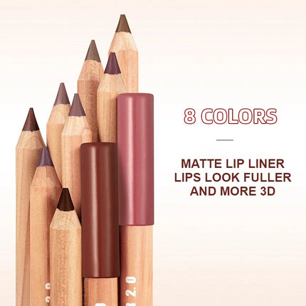 Nude Brown Lipliner Pen Wooden Matte Lip Liner Waterproof Lipstick Pencil Easy To Wear Non-stick Cup Lip Contouring Pen Cosmetic