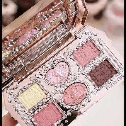 Flower Knows SWEETIE BEAR COLLECTION 6-Color Eye Shadow Palette Makeup Long Lasting Matte Shimmer Finish Eyeshadow Powder