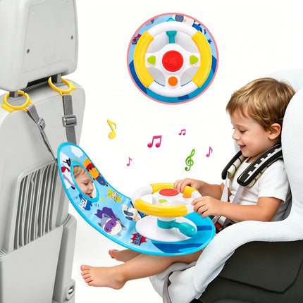 Baby Car Eletric Steering Wheel Toy with Music Simulate Driving Car Baby Seat Copilot Toys Hanging Toys for Todder 0-12M Gifts