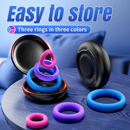 Cock Ring Set Tension Silicone Penis Ring Sex Toys Erection Enhancing Long Lasting Stronger Adult Sex Toys for Men Penisring