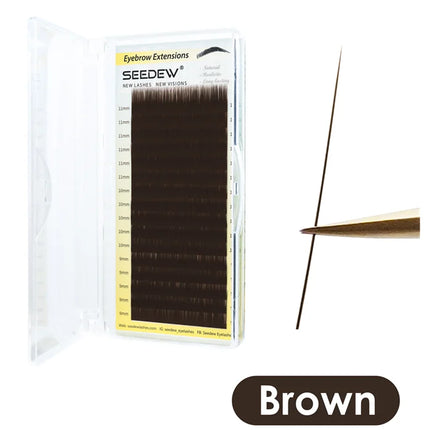 SEEDEW 0.07/0.10 Black/Brown Single Cluster Eyebrow Extensions Matte Black Straight Curl False Eyebrow Natural Look