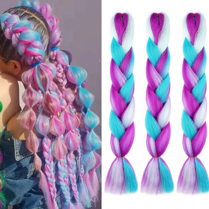 Jumbo Braiding Hair Ombre Colors Mix Braiding Hair Kanekalon Synthetic Hair 3pcs Rainbow Colors Extensions Music Festival