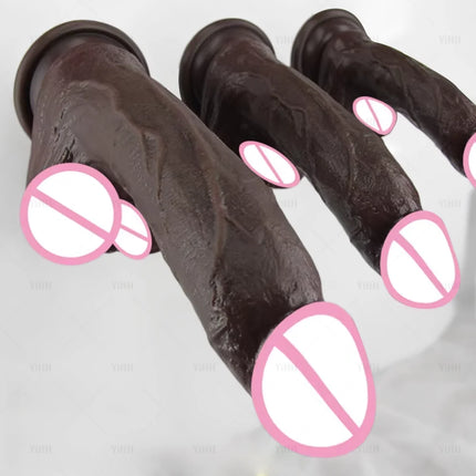 Simulated Dildo Black Soft Lifelike Dildo Realistic Big Dick Cock Soft Silicone Penis Anal Plug Suction Cup Dildos For Women