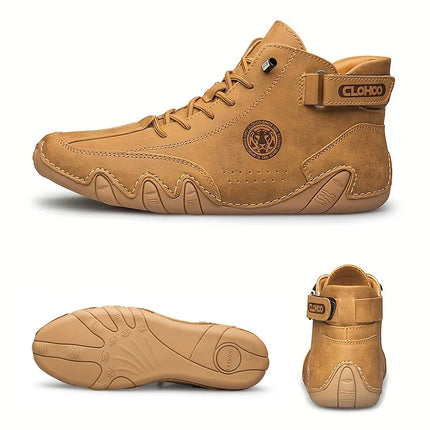 CLOHOO Hand-Sewn Octopus Design Men's Short Boots High-Top Leather Riding Boots Stylish Men's Footwear