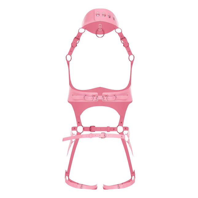 Women's Lingerie Faux Leather Body Belt Harness Costume Accessory Choker and Bra Cage Hollow-Out Adjustable Harness Body Straps