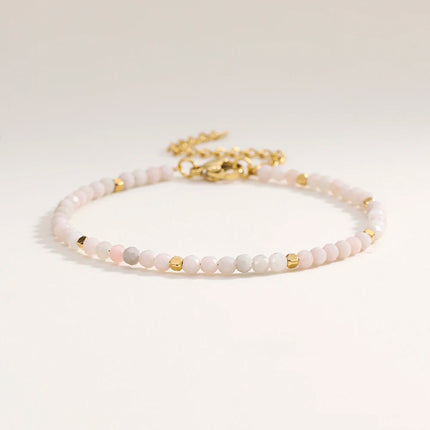 Muliti-color 3mm Faceted Nature Stone Beaded Bracelet For Women Shiny Stainless Steel Square Spacers Exquisite Party Gift