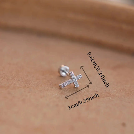 1-piece set of cross-shaped earrings inlaid with synthetic zircon, fashionable, exquisite, and trendy earrings for women