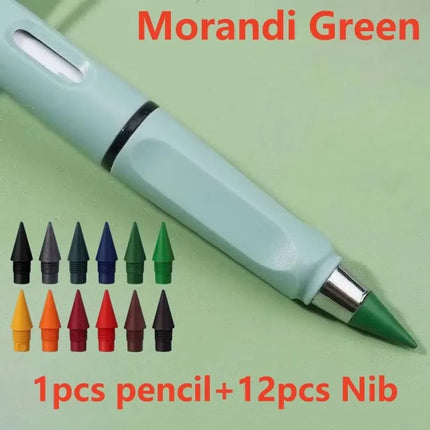 1/2set Kawaii 12 Colors Eternal Pencil No Ink Unlimited Pencils School Kids Art Painting Color Sketch Writing Stationery