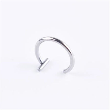 Curved Barbells Fake Nose Piercing D Shaped Tragus Helix Stud Earring Hoop Septum Stainless Steel Ring Nostril Body Jewelry New