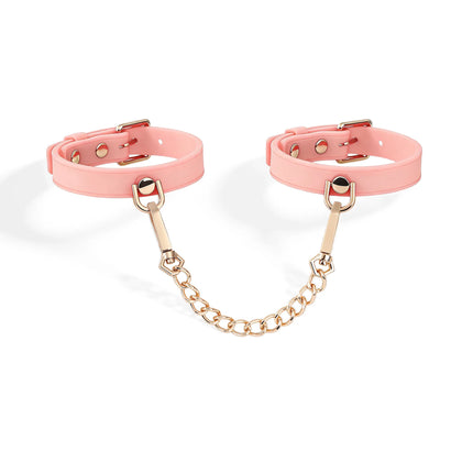 Soft Silicone Handcuffs Ankle Cuffs Set Gold Chain BDSM Bondage Restraints Slave Role Play Adult Sex Toy for Women Men Couples