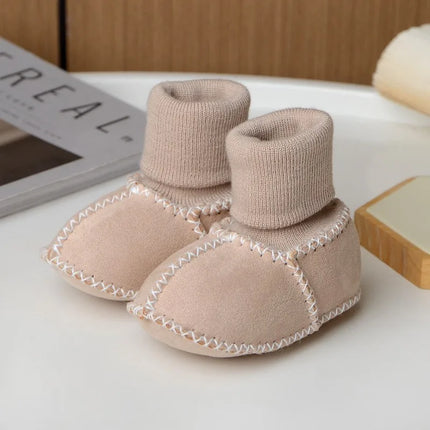 Baby Suede Leather Thick Shoes Infants Winter Plush Warm Booties Fur Girls Booties Unisex Sheepskin Kids Boy Floor First Walkers