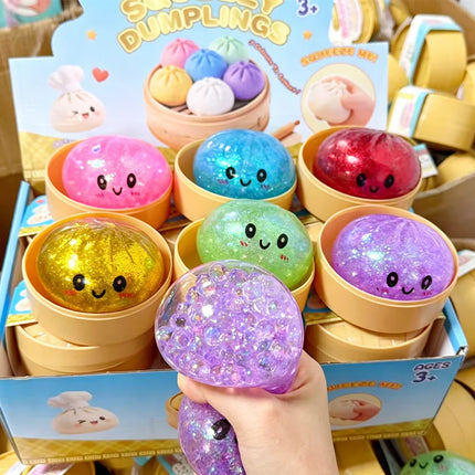 2026 Glitter Dumpling Squishy with Box Dumplings Sensory Squeeze Toy Decompression Slow Rising Anti Stress Reliever Sensory Gift