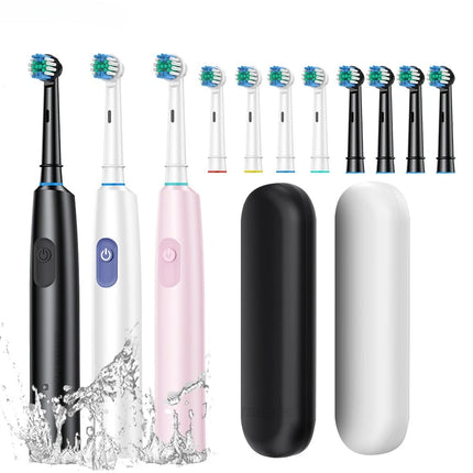 Electric Toothbrush Rotating Deep Clean Whitening Teeth for Adult Ultrasonic Toothbrush with 4/8pcs Refill Replacement Heads