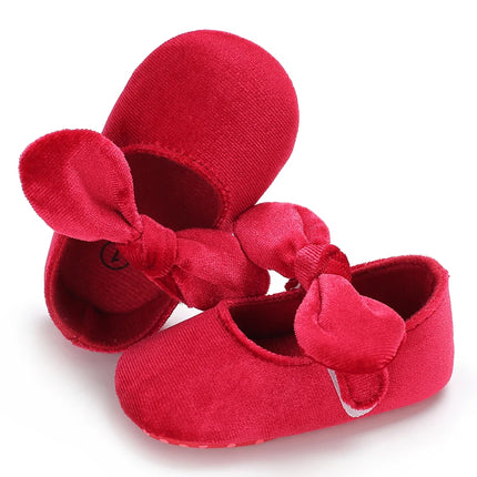 Fashionable Red Baby Shoes for Newborn Girls Cloth Bottom Elegant Noble Casual First Walking Shoes