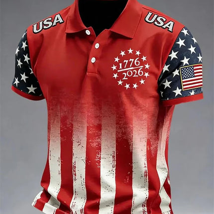 America 250th Anniversary Polo Shirt USA Flag 1776–2026 Patriotic Golf Polo American Independence Day Apparel Fourth Of July Top