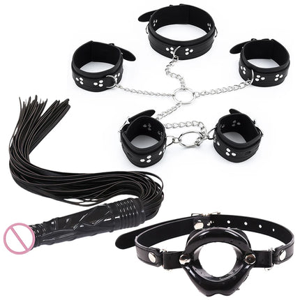 Exotic Accessories Hand Ankle Slave Collar Binding Adult Games Role Play Dildo Handle Spanking Whip Bondage Handcuffs Sexy Shop