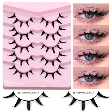 GROINNEYA Manga Lashes 3D Mink Lashes Natural Eyelashes Soft Cross Wispy False Eyelashes 3D Natural Lashes Eyelash Extension