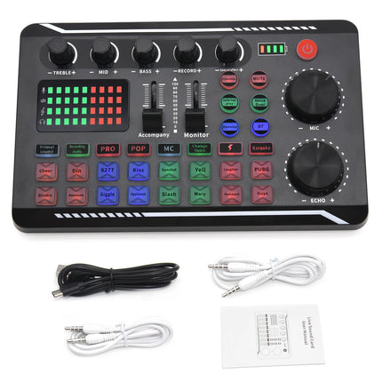 F998 Sound Card Microphone Sound Mixer Sound Card Audio Mixing Console Amplifier Live Music Mixer Amplifier Dj Equipment
