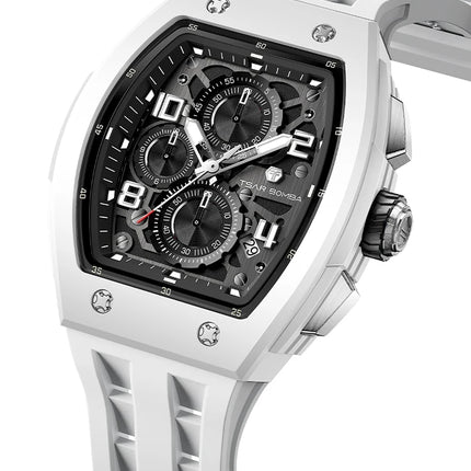 TSAR BOMBA New TB8204 Watch for Men Japan Quartz Chronograph 50M Waterproof Wristwatch Fashion Sport Clock Male Luxury Mens Gift