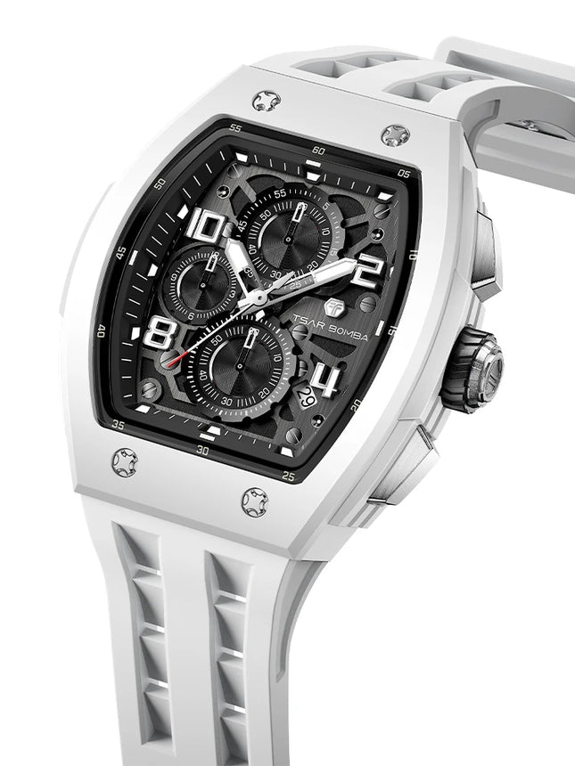 TSAR BOMBA New TB8204 Watch for Men Japan Quartz Chronograph 50M Waterproof Wristwatch Fashion Sport Clock Male Luxury Mens Gift