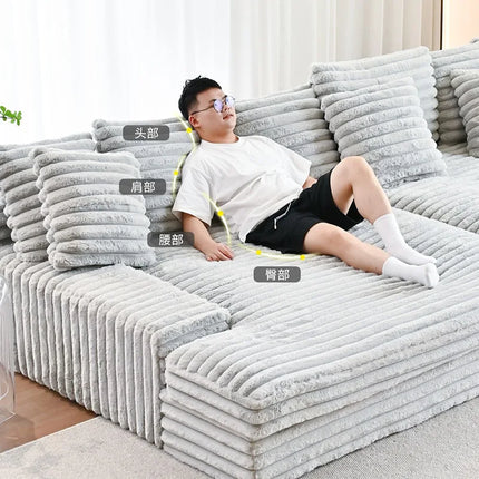 Modern Vacuum Compressed Sofa Plush Corduroy Sectional Sofa Living Room Bedroom Recliner Lazy Combination Sofa Bed Furniture