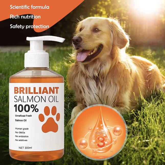 Human-Grade Salmon Oil (500ml, 300ml, 200ml, 100ml) for Dogs & Cats Omega 3 Fatty Acids Supplement for Optimal Health & Nutrition