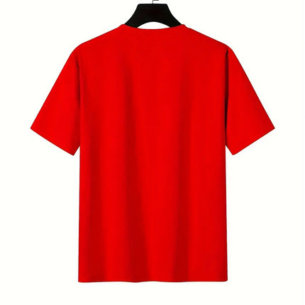 Men's Lion Lonsdale Print Short-Sleeve T-Shirt, Summer Loose and Comfortable Pure Cotton Street Style Oversized