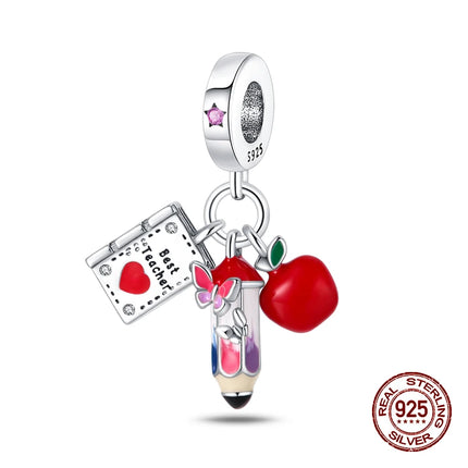 100% 925 Sterling Silver Graduation Season Series Owl Bachelor's Hat Charms Beads Fit 3mm 925 Original Bracelets DIY Jewelry
