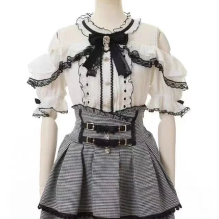 Elegant Gothic Kawaii Women Sweet Tops Vintage Y2K Tees Retro Clothing Punk Subculture T Shirts Japanese Fashion 2025 Summer