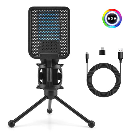 Gaming Computer Professional Condenser Microphone Mic PC Laptop USB Wired Live Streaming Podcast Studio Mike Kit Gamer Karaoke