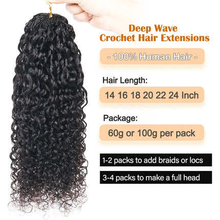 Water Wave Feather Crochet Human Hair Extensions Invisible Miracle Knots Crochet Hair 100g Crochet Bundles With Knotless String