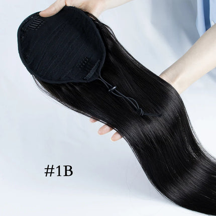 Straight Ponytail Human Hair Extension With Clip In Drawstring Ponytail Straight Brazilian 100% Human Hair Natural Clip Ponytail