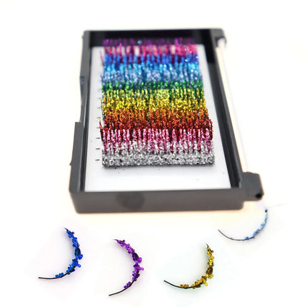 Fashion Glitter Lash Extensions Crystal Colorful Individual False Lash Mix Colors Shiny Russian Volume Professional Lash