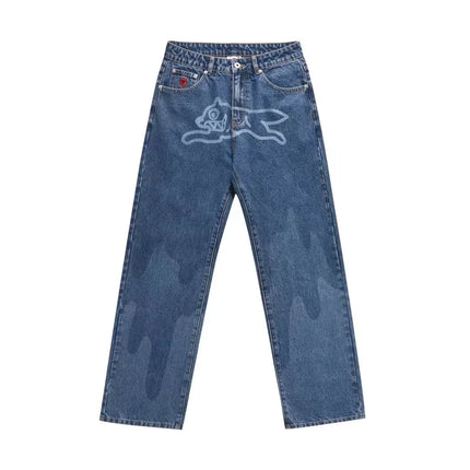 2026 Classic Printed Men Straight Denim Pants Loose Fit YKK Zipper Casual Denim Jeans Pants Trousers