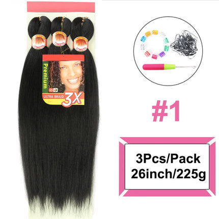 Braiding Hair Pre Stretched 3X Braid 26 Inch Ombre Braiding Hair Blonde Synthetic Fake Hair Extensions for Crochet Twist Women