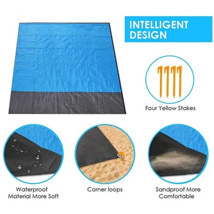 Tapis de plage pliable et imperméable avec poche, tapis de camping léger, tapis de pique-nique extérieur