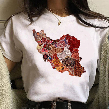 Iran Tshirt Women Harajuku Tshirt Female Funny Clothing Harajuku Sleeve T-shirt Clothing Street Tops Tees Aesthetic Clothes