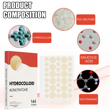 144pcs Invisible Removal Pimple Anti-Acne Hydrocolloid Patches Spots Marks Concealer Repair Sticker Waterproof Beauty-health