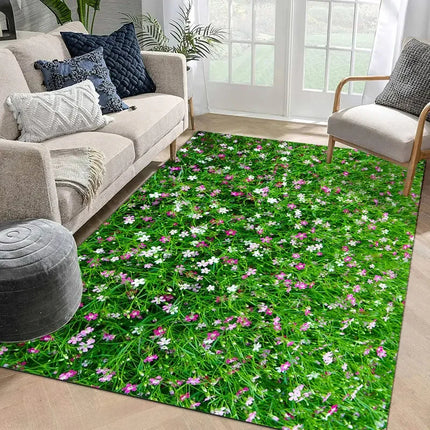 1pc Fresh Floral Daisy Flowers Print Area Rug Floor Carpet for Bedroom, Living Room, Kitchen Garden, Balcony, Sunroom Decor
